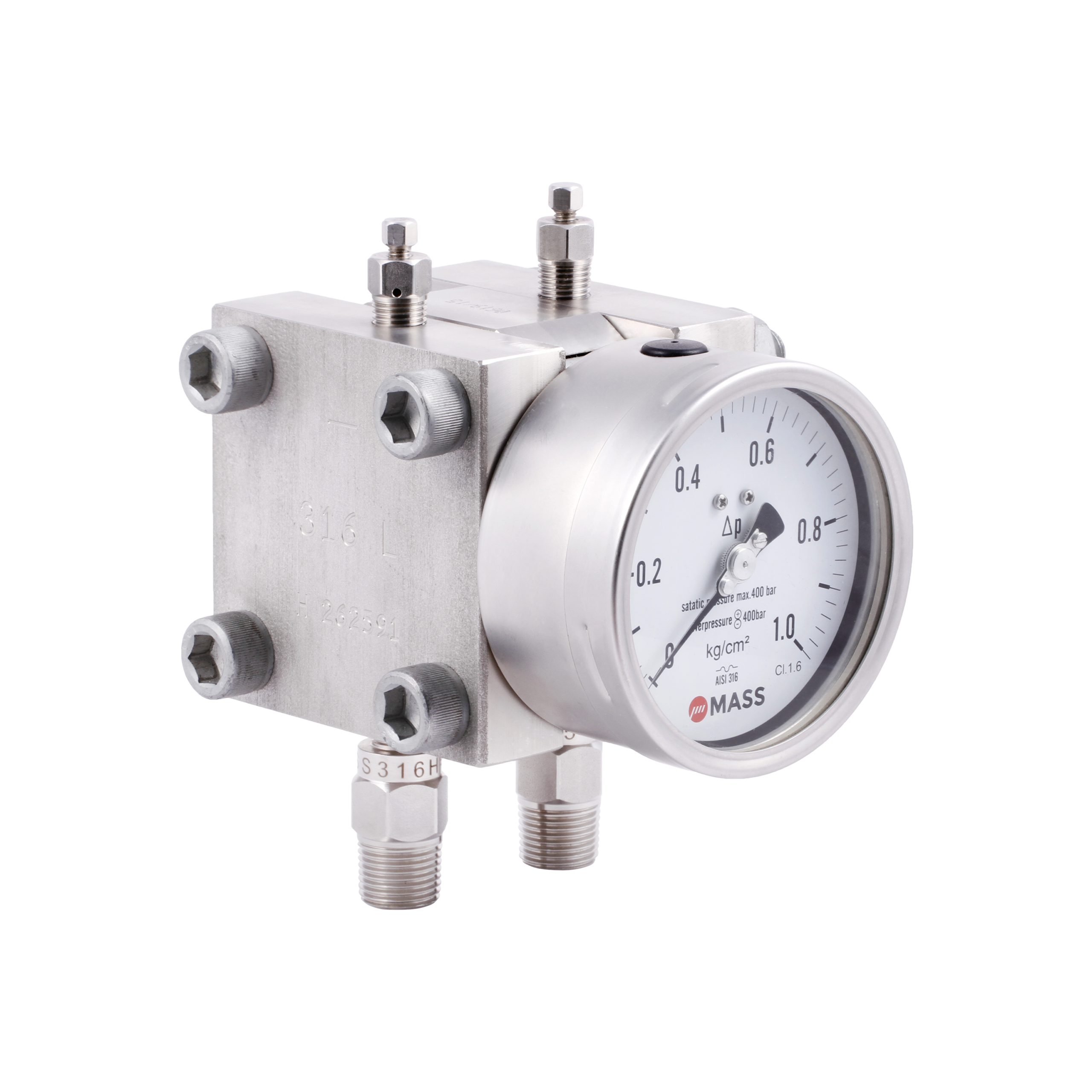 Double diaphragm differential pressure gauge