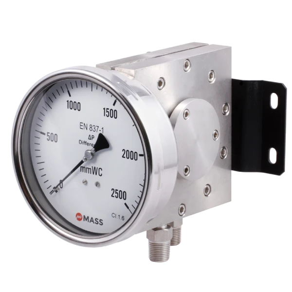 Single diaphragm differential pressure gauge